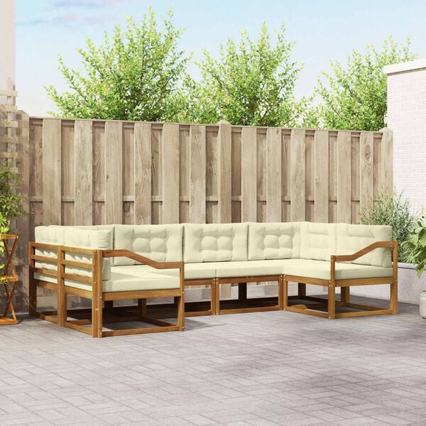 vidaXL V&auml;li diivanikomplekt padjaga 6 pcs Looduslik ja kreem