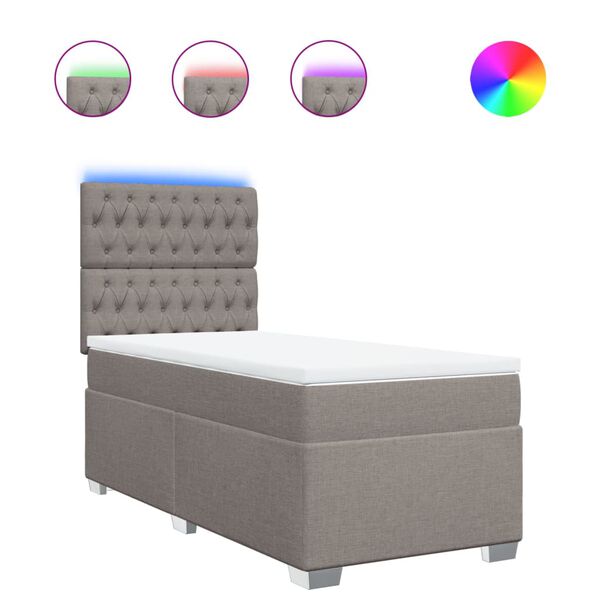 vidaXL kontinentaalvoodi madratsiga, pruunikashall, 100x200 cm, kangas