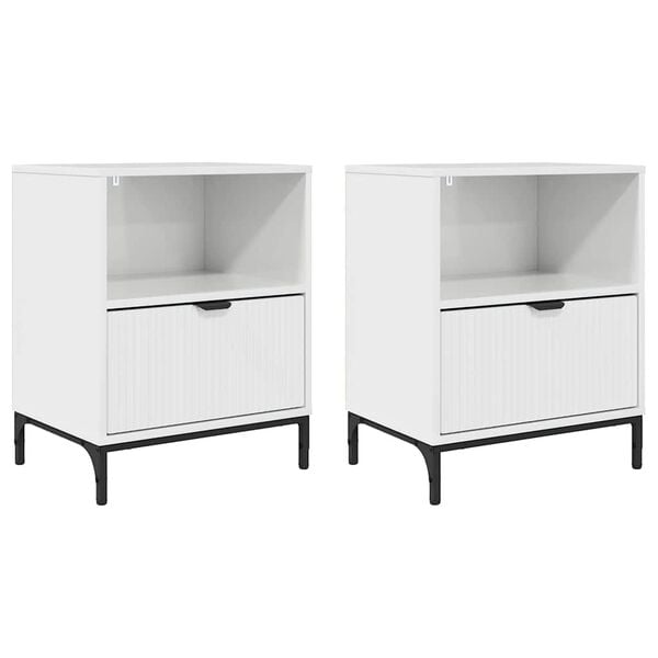 vidaXL &Ouml;&ouml;lambi kapp 2 pcs K&otilde;rgl&auml;ikega valge 49 x 36 x 61 cm Tehispuit