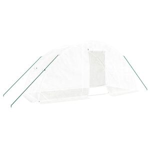 vidaXL kasvuhoone terasraamiga, valge, 10 m&sup2;, 5x2x2,3 m