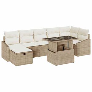 vidaXL Aia Diivanikomplekt 8 pcs Beež pol&uuml;rotang