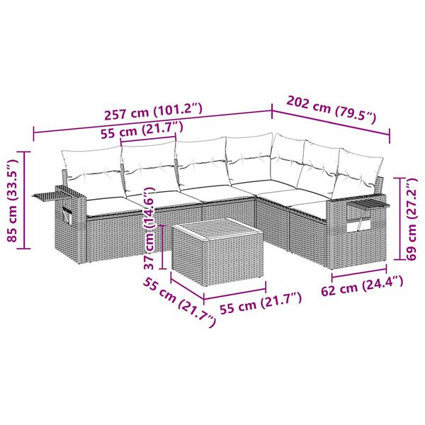 vidaXL 7-osaline aiadiivani komplekt patjadega, must, pol&uuml;rotang