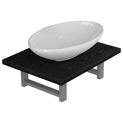 vidaXL kaheosaline vannitoamööbli komplekt, keraamiline, must