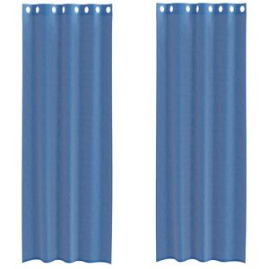 vidaXL Voile kardinad koos r&otilde;ngastega 2 tk Royal Blue