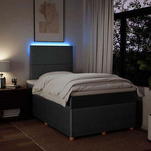 vidaXL kontinentaalvoodi madratsiga, tumehall, 120x200 cm, kangas