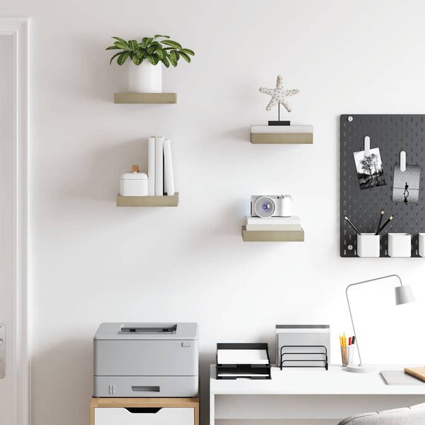 vidaXL seinariiulid, 4 tk, tammev&auml;rvi, 23 x 23,5 x 3,8 cm MDF