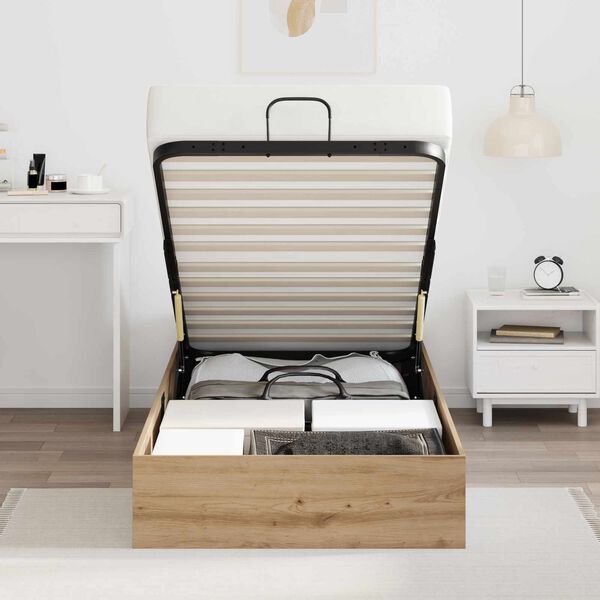 vidaXL Ottomani voodiraam K&auml;sit&ouml;&ouml; Tamm 90 x 200 cm T&ouml;&ouml;deldud puit