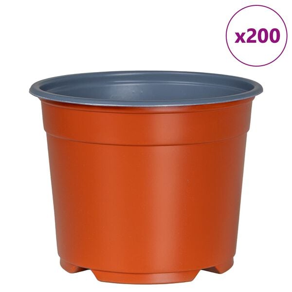 vidaXL Lillepott 200 pcs Terrakota &Oslash; 15 x 12.5 cm Plastmass
