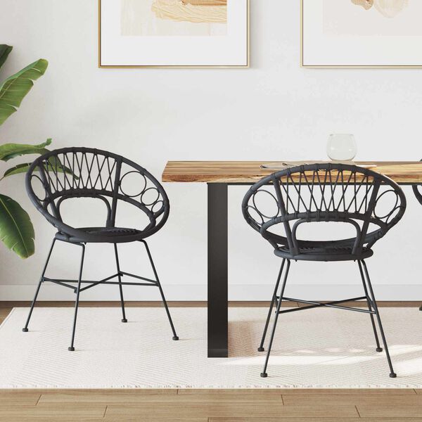 vidaXL Söögitool 2 pcs Must 65 x 55,5 x 81 cm Viinapuu ja raud