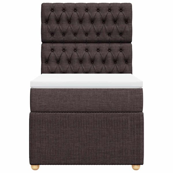 vidaXL kontinentaalvoodi madratsiga, tumepruun, 90x200 cm, kangas