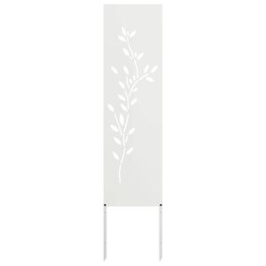 vidaXL Aia privaatsuse kate Lilled Valge 32 x 140 cm K&uuml;lmpruun teras