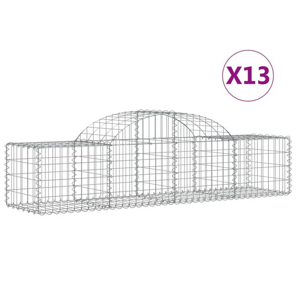 vidaXL kaarekujulised gabioonkorvid 13 tk, 200x50x40/60 cm, raud