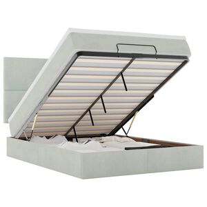 vidaXL ottomani voodi madratsitega ja LED, helehall, 140x200 cm, samet