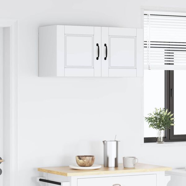 vidaXL K&ouml;&ouml;gikapp riiuliga uksega Valge 80 x 31 x 40 cm Tehispuit