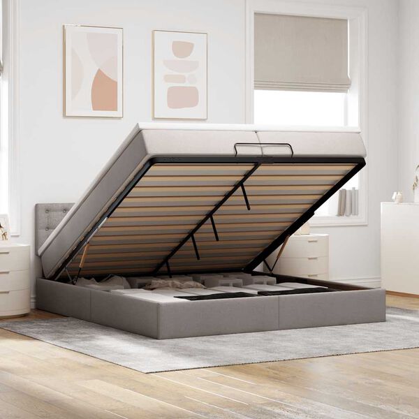 vidaXL ottomani voodi madratsiga, pruunikashall, 200 x 200 cm, kangas