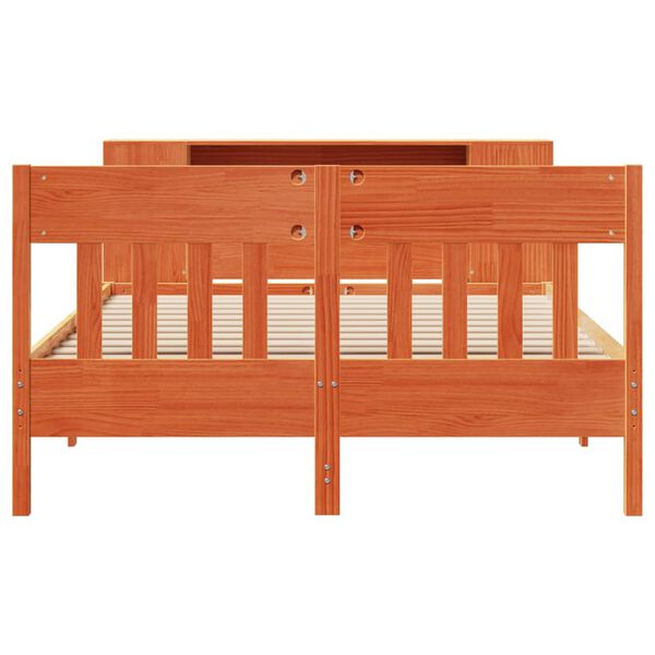 vidaXL riiuliga voodi ilma madratsita, vahapruun, 160x200cm, m&auml;nnipuit