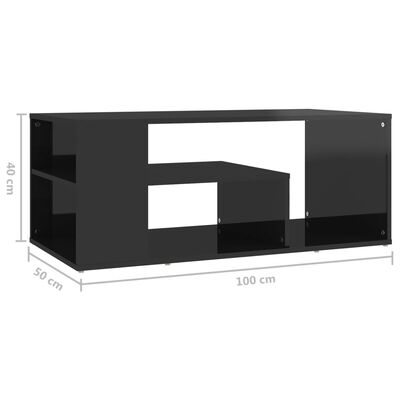 vidaXL kohvilaud, kõrgläikega must, 100 x 50 x 40 cm, puitlaastplaat