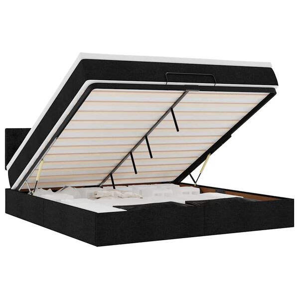 vidaXL Ottomani voodi madratsi ja LED, must, 180x200cm, kangas