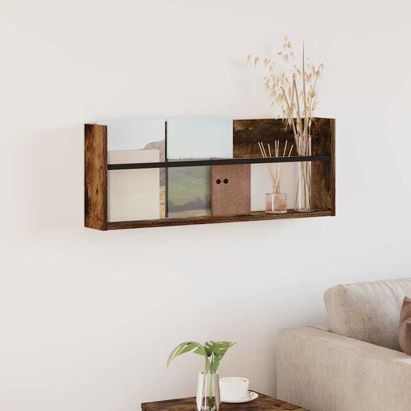 vidaXL Ajakirja riiul Suitsetatud tamm 80 x 12 x 30 cm Tehispuit