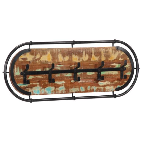 vidaXL seinale kinnitatav riidenagi 5 konksuga, taastatud puit