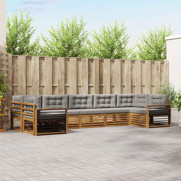 vidaXL V&auml;li diivanikomplekt padjaga 7 pcs Looduslik ja Hele Hall