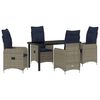 vidaXL Lauda ja toolide komplekt padjaga 5 pcs Hall PE rattan