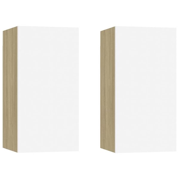 vidaXL telerikapid 2 tk valge ja Sonoma tamm 30,5x30x60 tehispuit