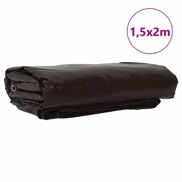 vidaXL Tarpaulin 650g / m&sup2; Pruun 1,5 x 2 m L&otilde;uend PVC kattega