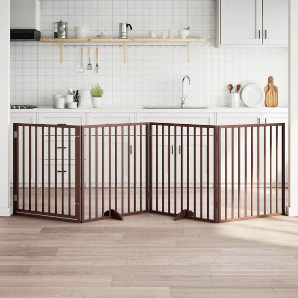 vidaXL koerav&auml;rav uksega, kokkupandav, 4 paneeli, pruun, 320 cm, paplipuit