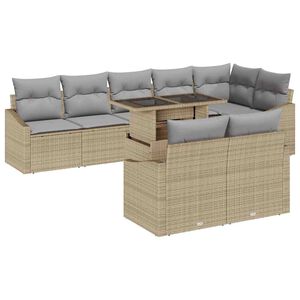 vidaXL Aia Diivanikomplekt padjaga 9 pcs Beež ja heledhall pol&uuml;rotang