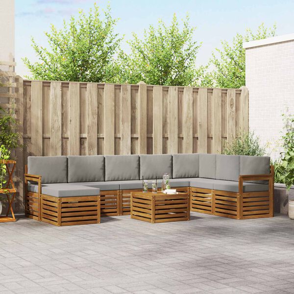 vidaXL Nurgadiivanikomplekt padjaga 9 pcs Looduslik ja Hele Hall