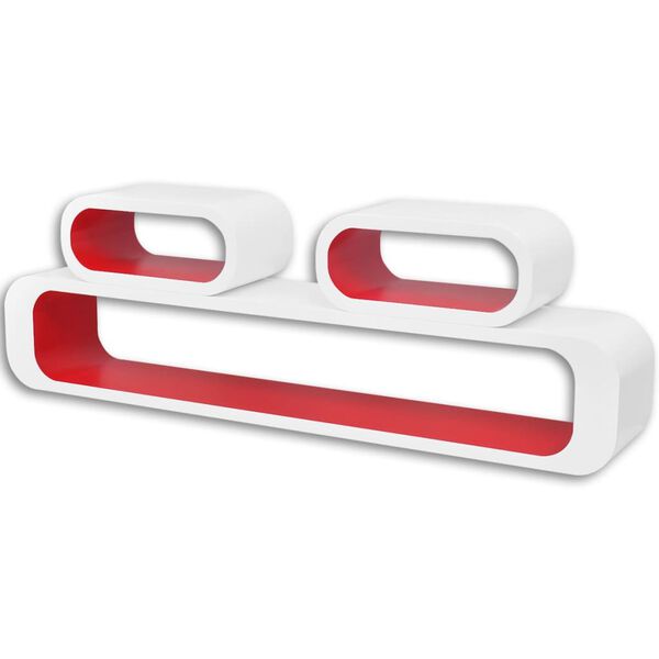 Kolm valget-punast MDFist kandilist seinariiulit