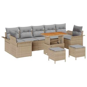 vidaXL Aia Diivanikomplekt padjaga 10 pcs Beež pol&uuml;rotang