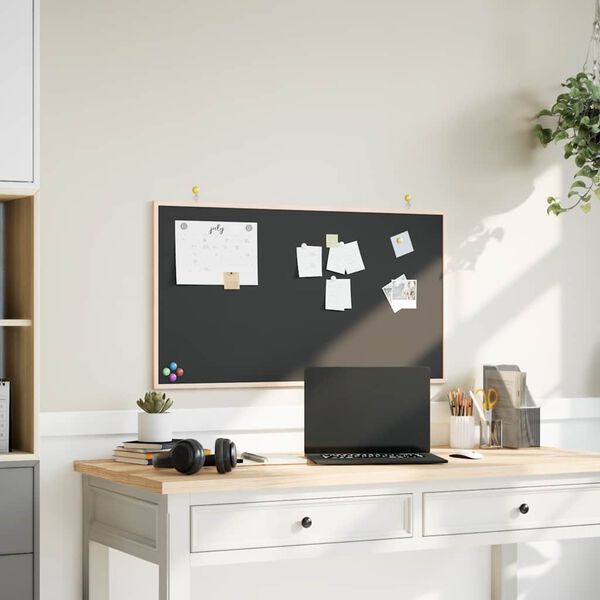 vidaXL kriiditahvel t&auml;ispuidust raamiga, must, 100 x 55 cm