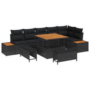 vidaXL Aia Diivanikomplekt padjaga 9 pcs Must Pol&uuml;rooster
