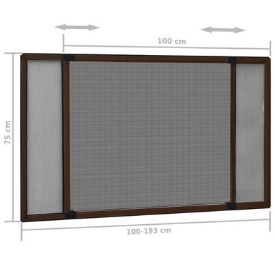 vidaXL laiendatav putukavõrk aknale, pruun (100–193) x 75 cm