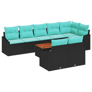 vidaXL Aia Diivanikomplekt padjaga 9 pcs Must pol&uuml;rotang
