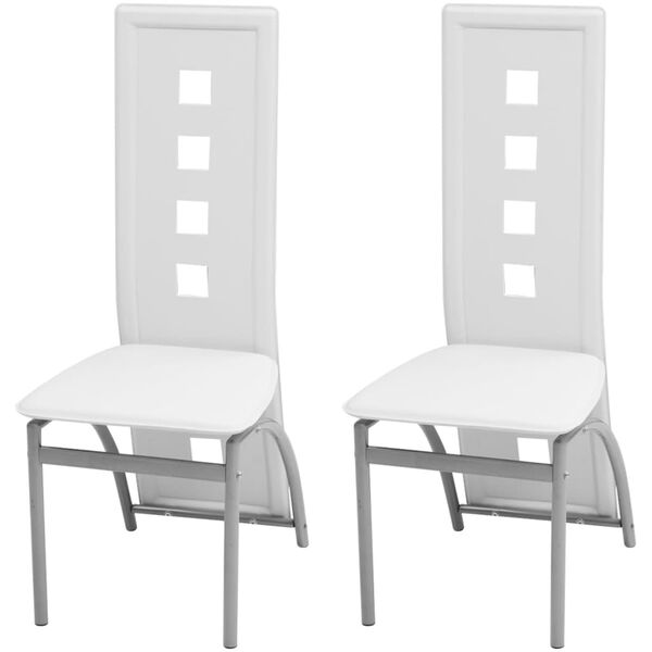 vidaXL söögitoolid 2 tk, valge, kunstnahk