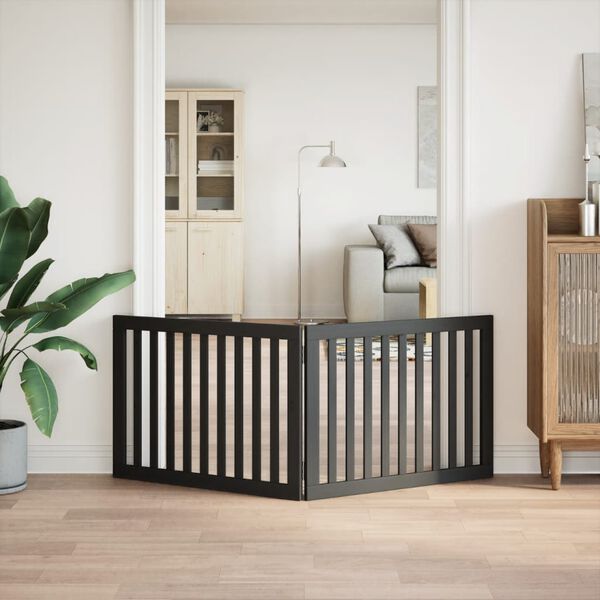 vidaXL kokkupandav koerav&auml;rav, 2 paneeli, must, 160 cm, paplipuit