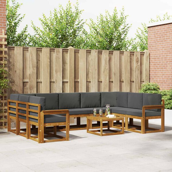 vidaXL V&auml;li diivanikomplekt padjaga 10 pcs Looduslik ja antriit