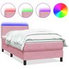 vidaXL kontinentaalvoodi madrats ja LED Roosa 100x220 cm samet