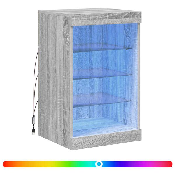 vidaXL puhvetkapp LED-tuledega, hall Sonoma tamm, 41 x 37 x 67 cm