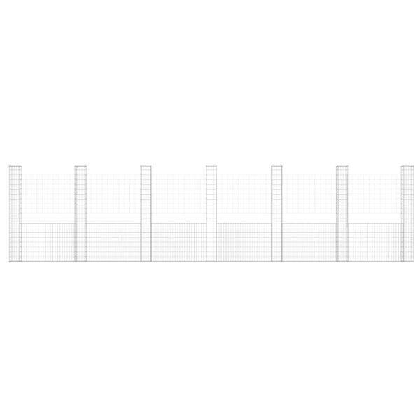 vidaXL U-kujuline gabioonkorv 7 postiga, raud, 740x20x200 cm