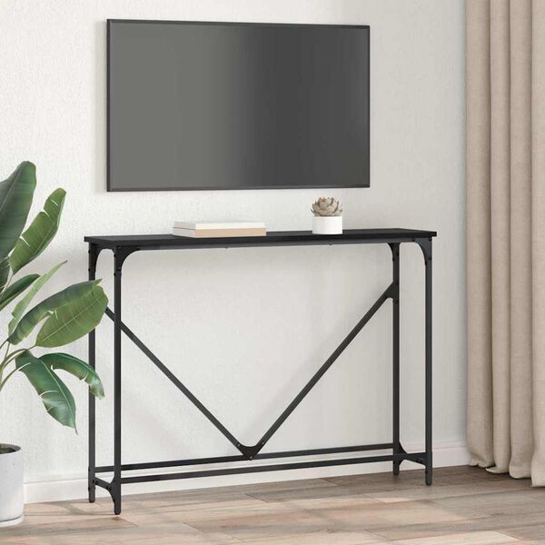 vidaXL Konsoollaud Must tamm 102 x 23 x 75 cm Tehispuit