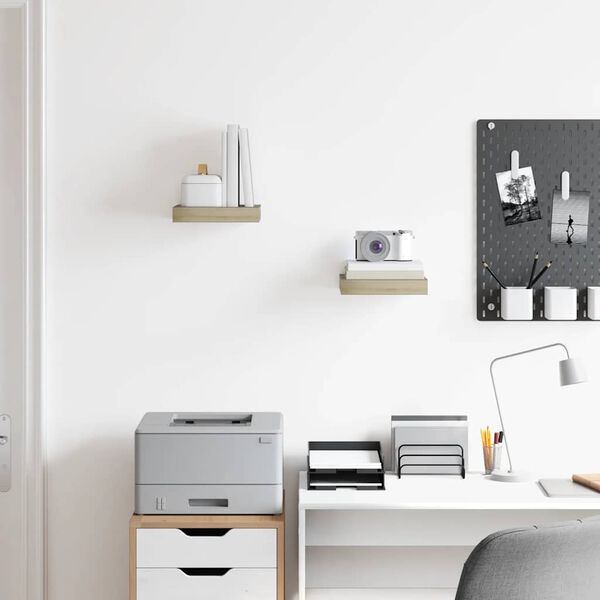 vidaXL seinariiulid, 2 tk, tammev&auml;rvi, 23 x 23,5 x 3,8 cm MDF