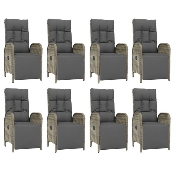 vidaXL 9-osaline aiamööbli komplekt patjadega, hall, polürotang