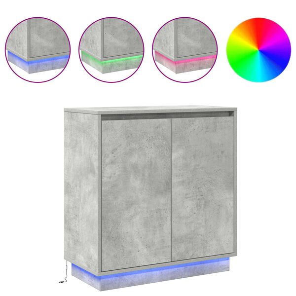 vidaXL LED Kummuti riiuliga Betoonhall 71 x 34,5 x 75 cm Tehispuit