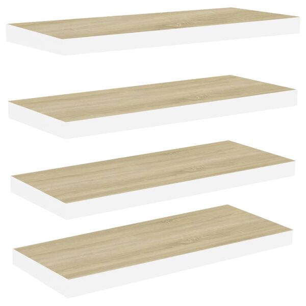 vidaXL seinariiulid, 4 tk, tamm ja valge, 80 x 23,5 x 3,8 cm MDF