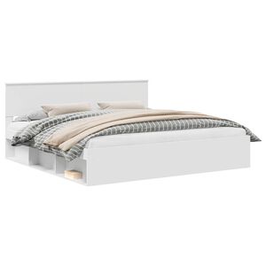 vidaXL Voodi raam peaga Valge 200 x 200 cm Tahke m&auml;nd