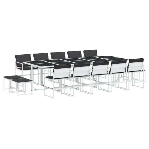 vidaXL 15-osaline aia s&ouml;&ouml;gim&ouml;&ouml;bli komplekt patjadega, valge tekstileen